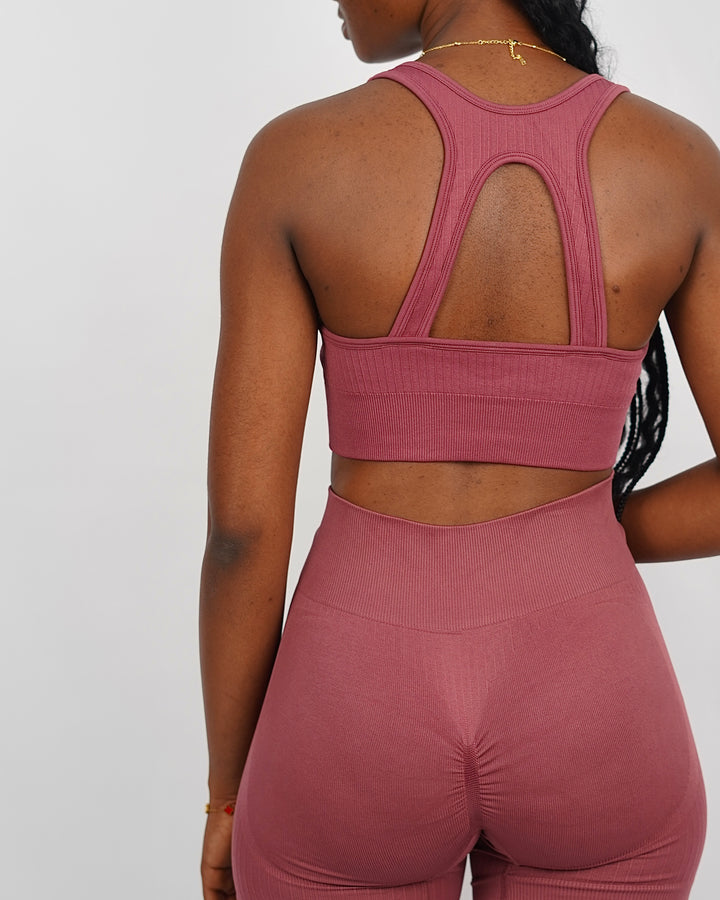 Garm Island Seamless Ribbed Sports Bra in magenta