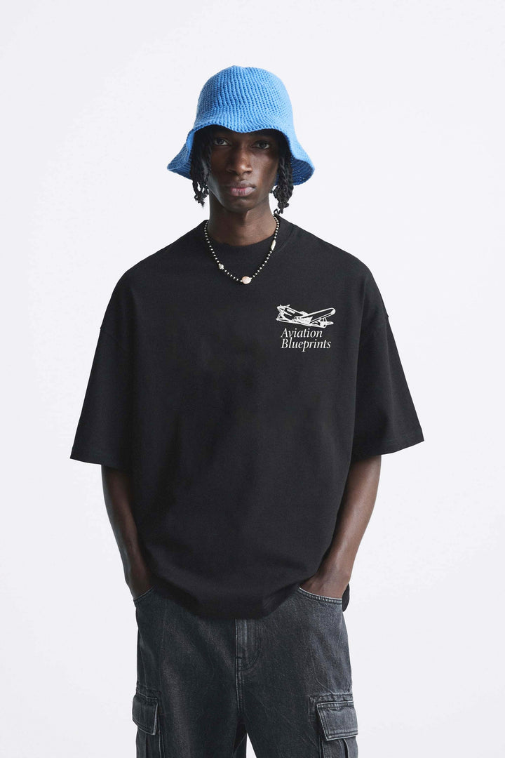 Garm Island Aviator Blueprint T-shirt in black