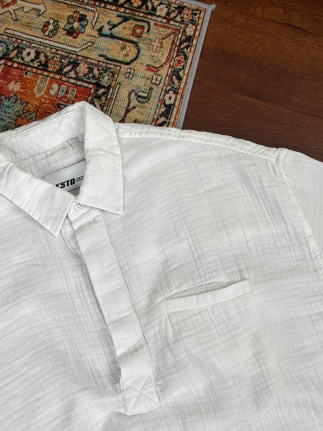 Giesto linen short sleeve shirt in white