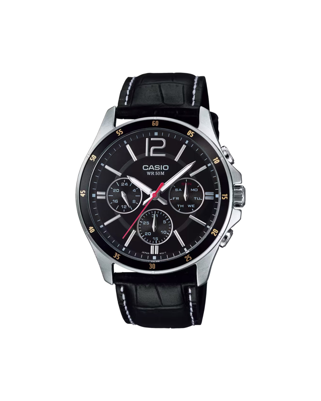 CASIO MTP-1374L-1AV Leather Watch in black