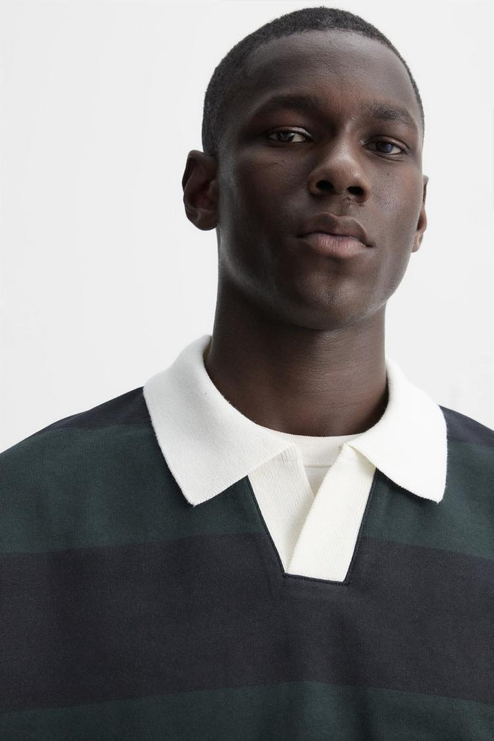 ZARA CONTRAST STRIPED POLO SHIRT