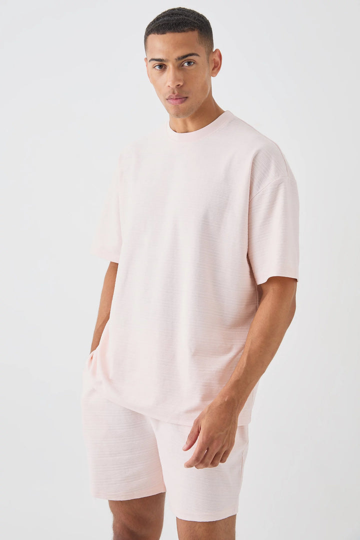 BOOHOOMAN OVERSIZED JACQUARD STRIPE T-SHIRT