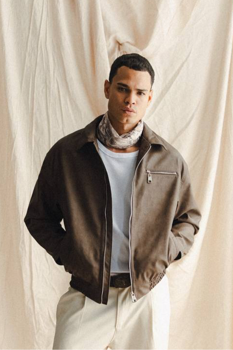 Retro Club Bomber Jacket in Brown