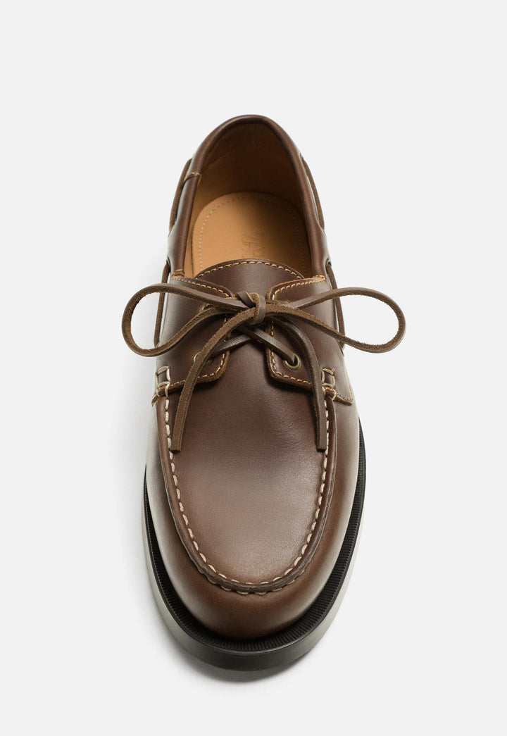 ZARA LEATHER TASSEL LOAFERS IN BROWN