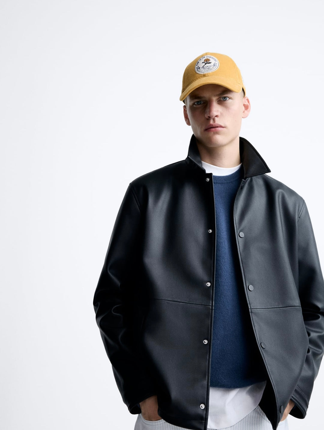 ZARA CAP WITH CONTRAST PATCH MUSTARD