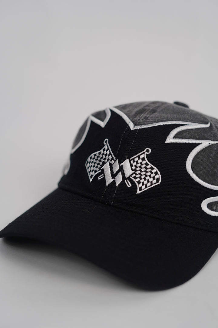 Flames Print Adjustable Cap in Black