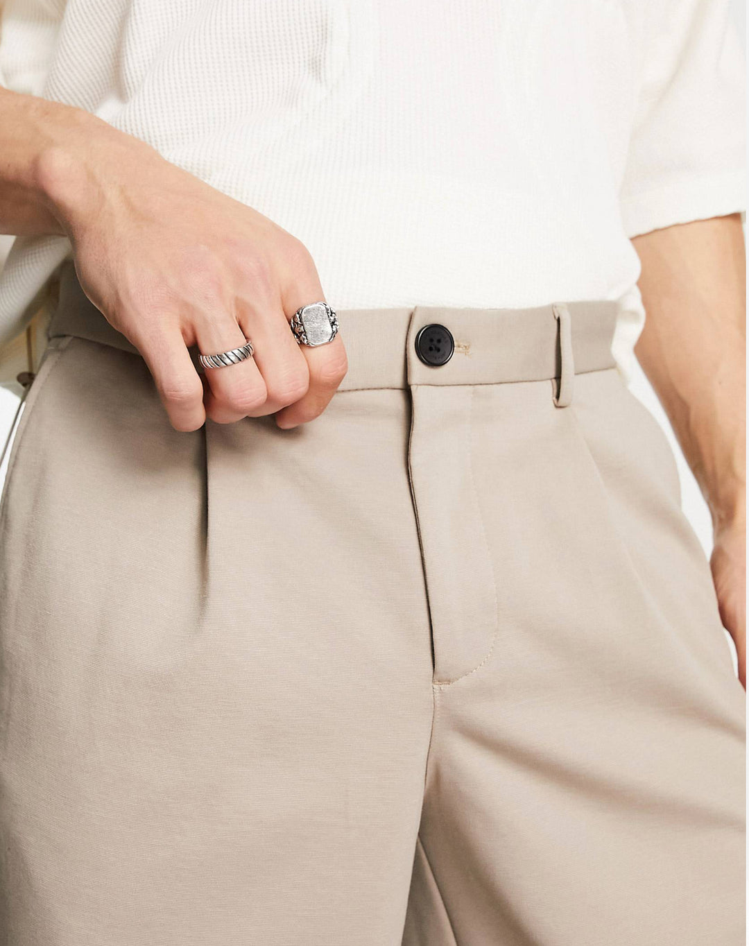 Jack&Jones Men Wide Fit Smart Pants in beige