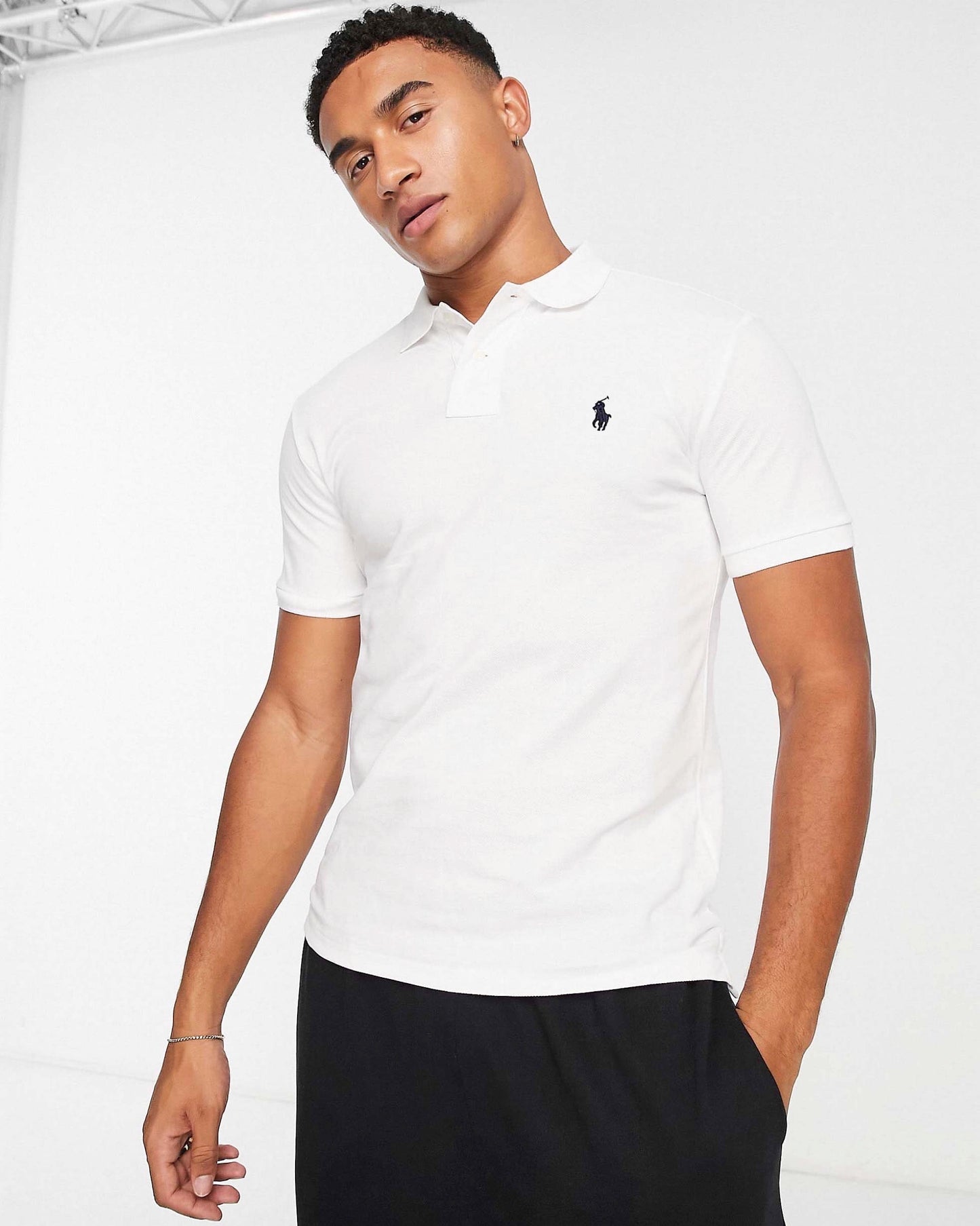 white ralph lauren polo shirt slim fit