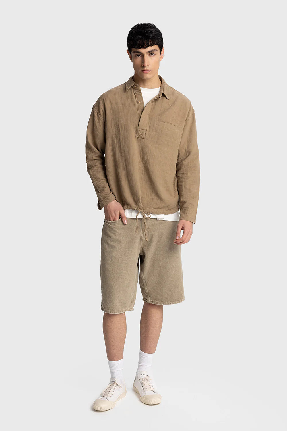 GIESTO linen spring shirt in khaki