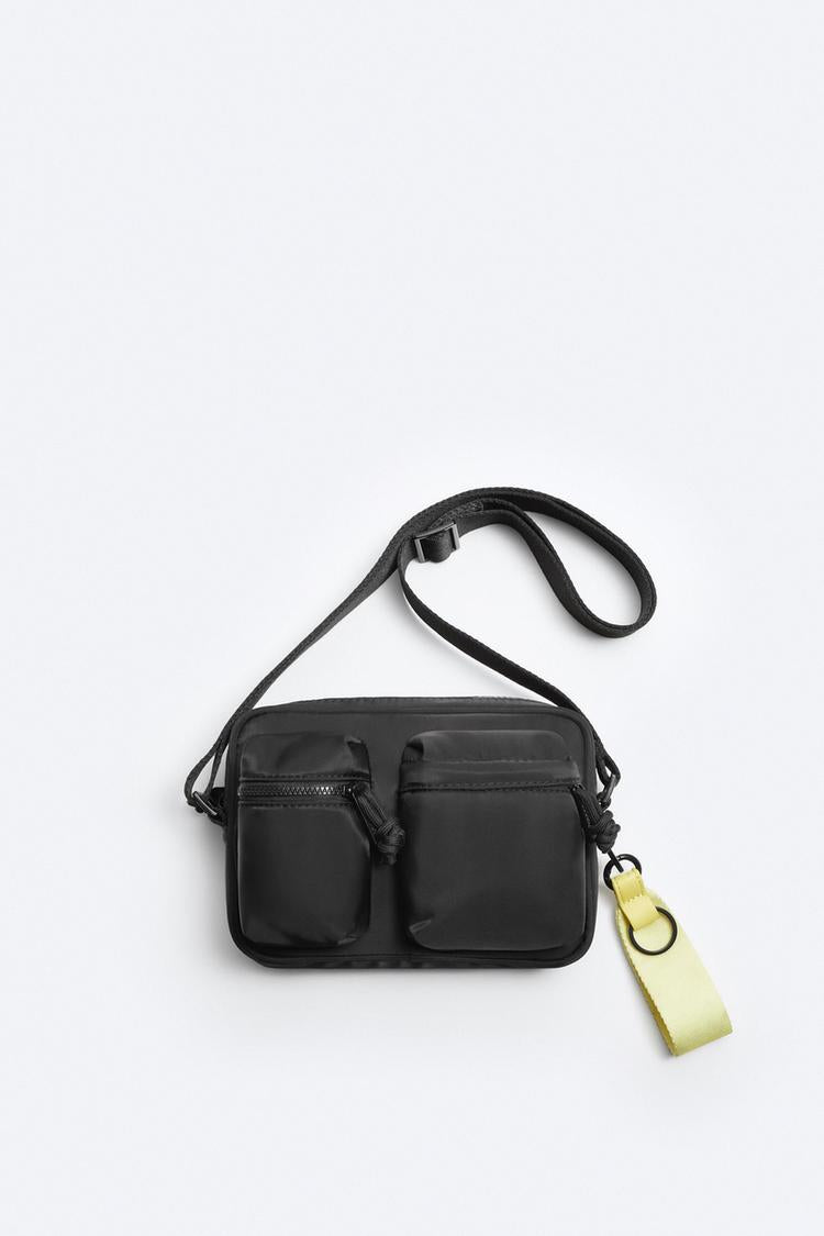 ZARA MENS KEYCHAIN CROSSBODY BAG IN BLACK