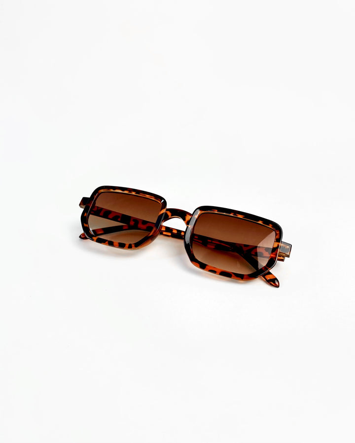 Polygonal leopard print frame sun glasses