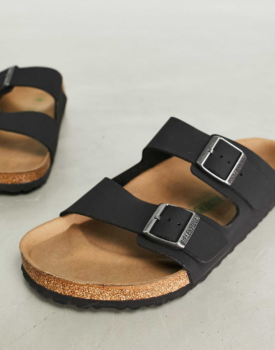 Birkenstock Arizona Nubuck Slide Sandals in Black