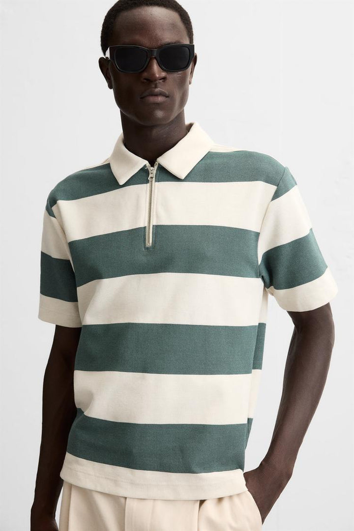 ZARA TEXTURED WEAVE POLO SHIRT