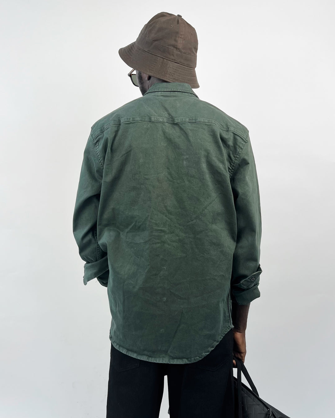 Blend western distressed shirt in Forrest green