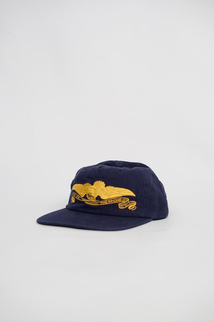 Adjustable Wide Brim American Retro Cap in Blue