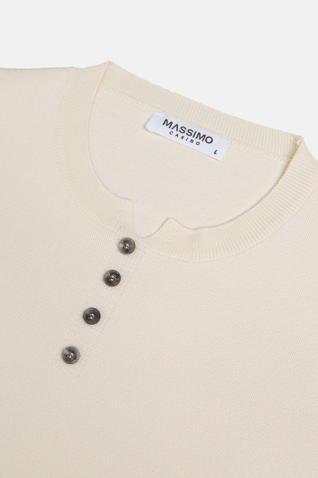 Massimo long sleeve Henley shirt in beige