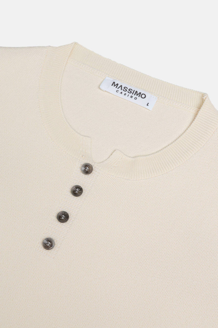 Massimo long sleeve Henley shirt in beige