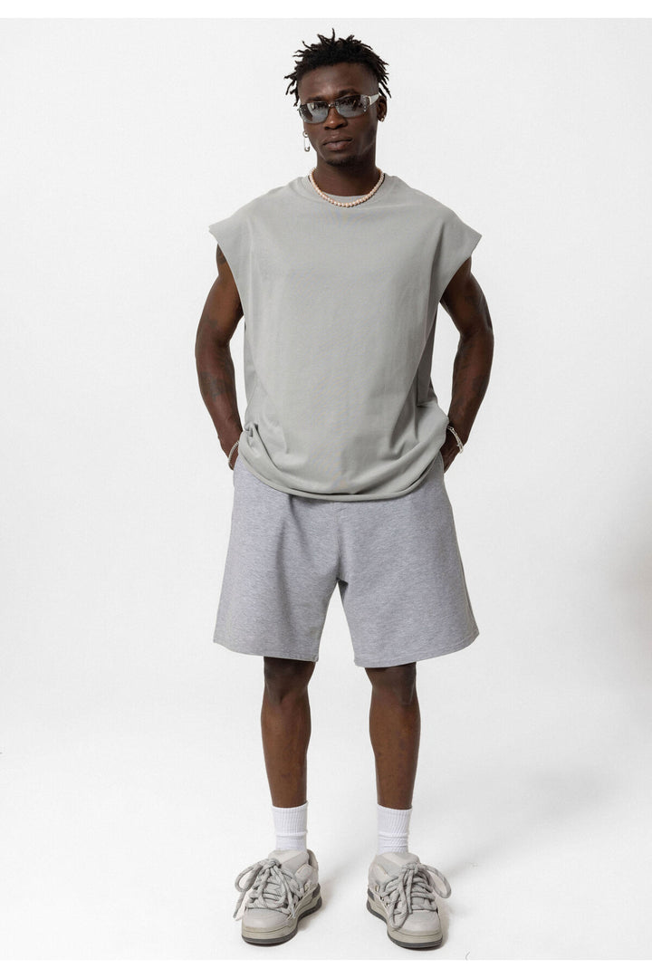 Vamos Oversized Sleeveless T-shirt in Grey