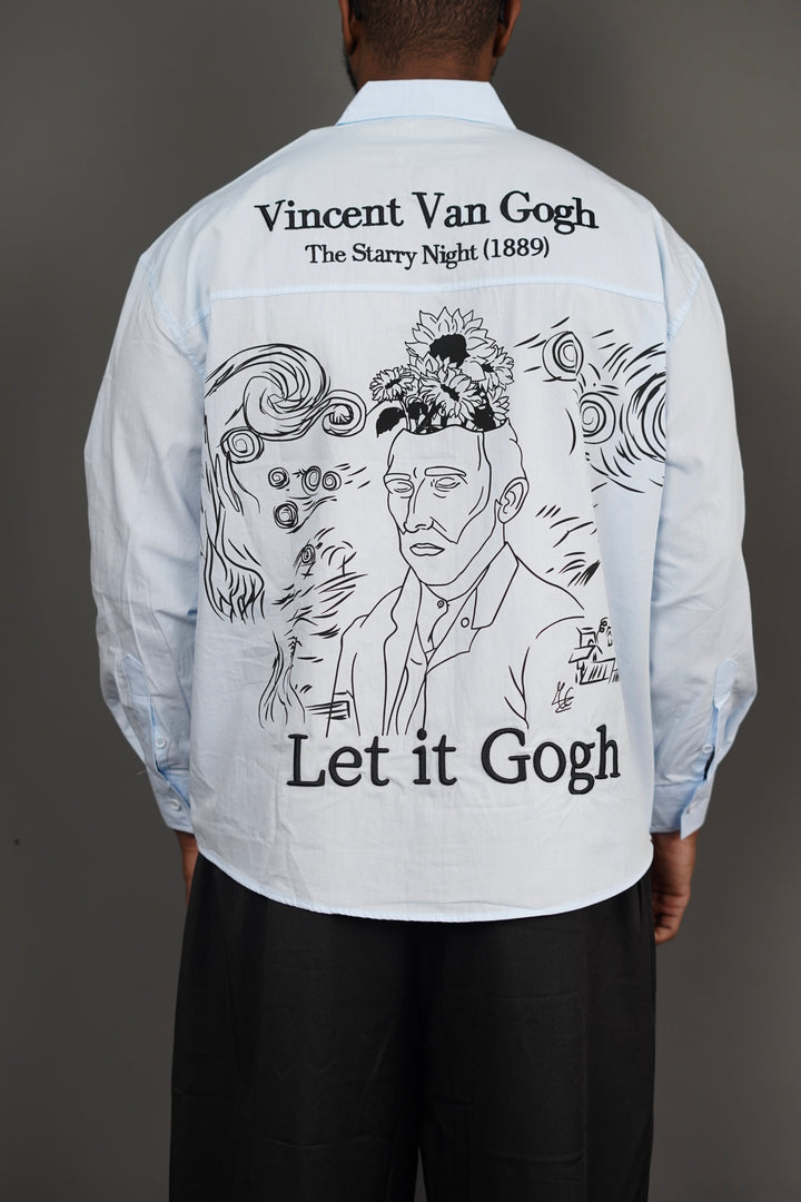 2512 Van Gogh Graphic Backprint Shirt in blue