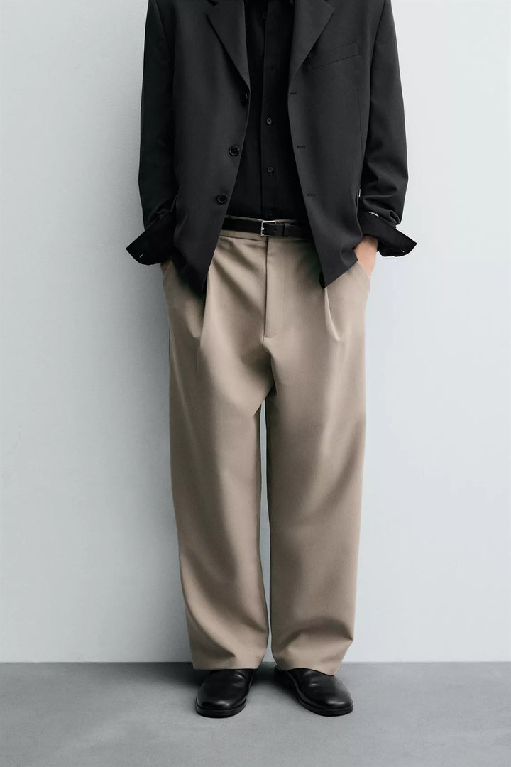 Snazzy smart wide leg pants in beige