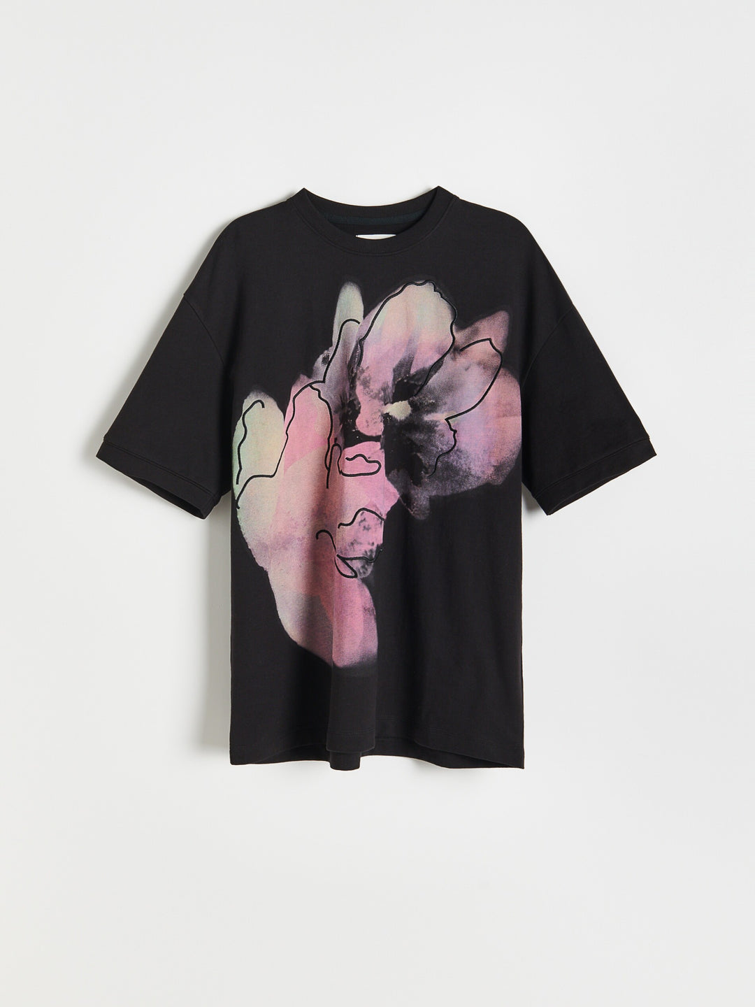 Reserved Floral print T-shirt in black