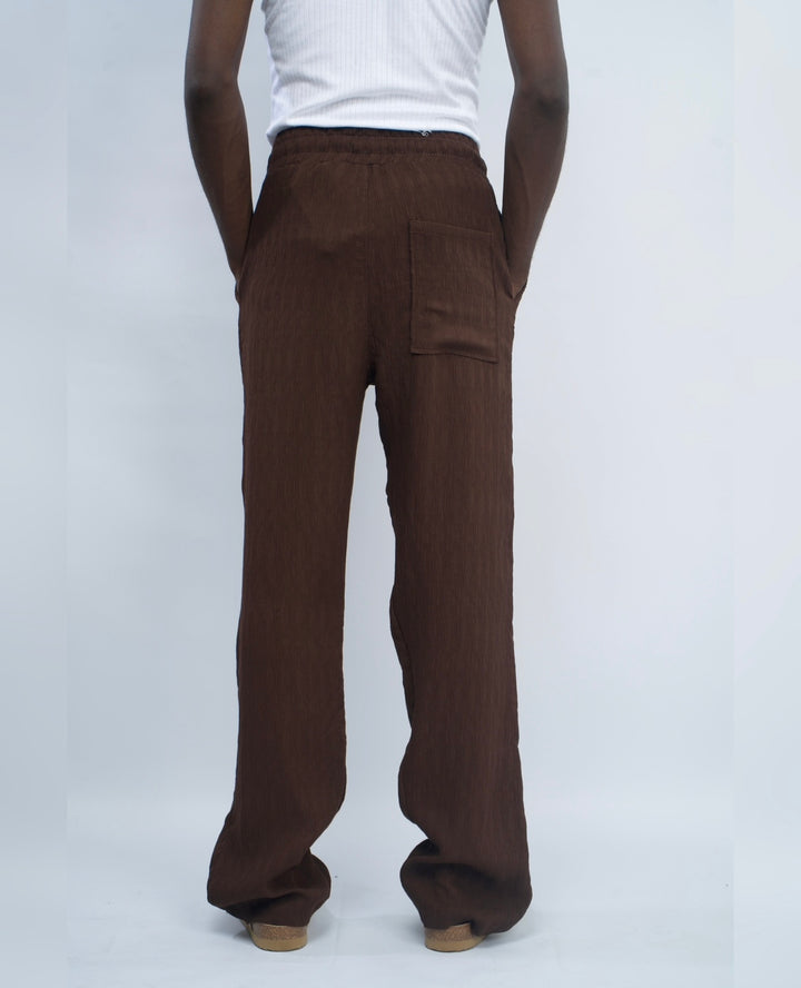 Giesto Tall Creased Linen pants in brown