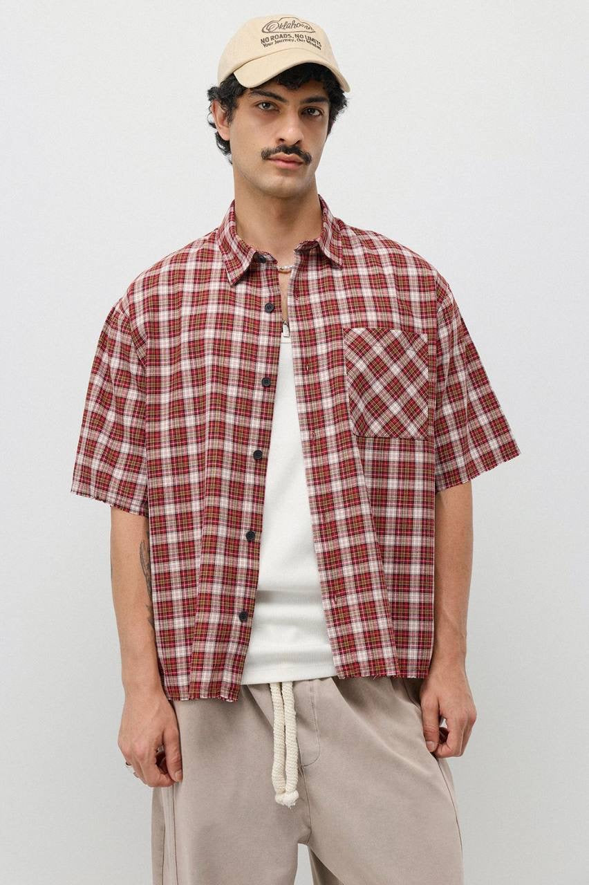 Vamos Plaid Short Sleeve shirt in Red