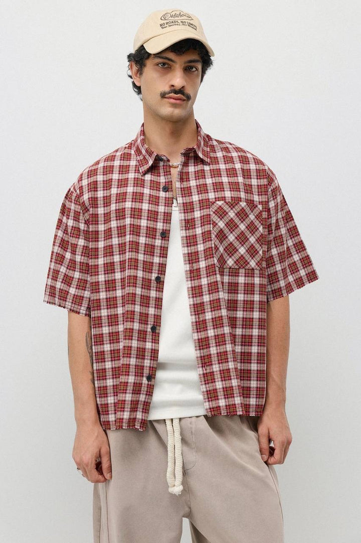 Vamos Plaid Short Sleeve shirt in Red