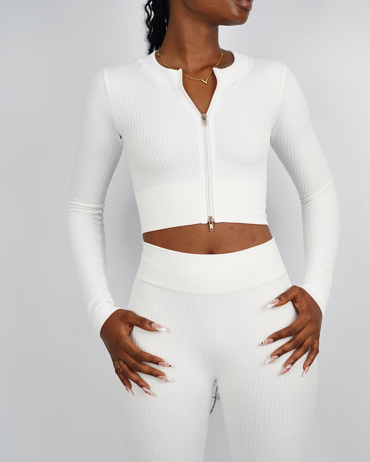 Garm Island Seamless Ribbed Long Sleeve in white