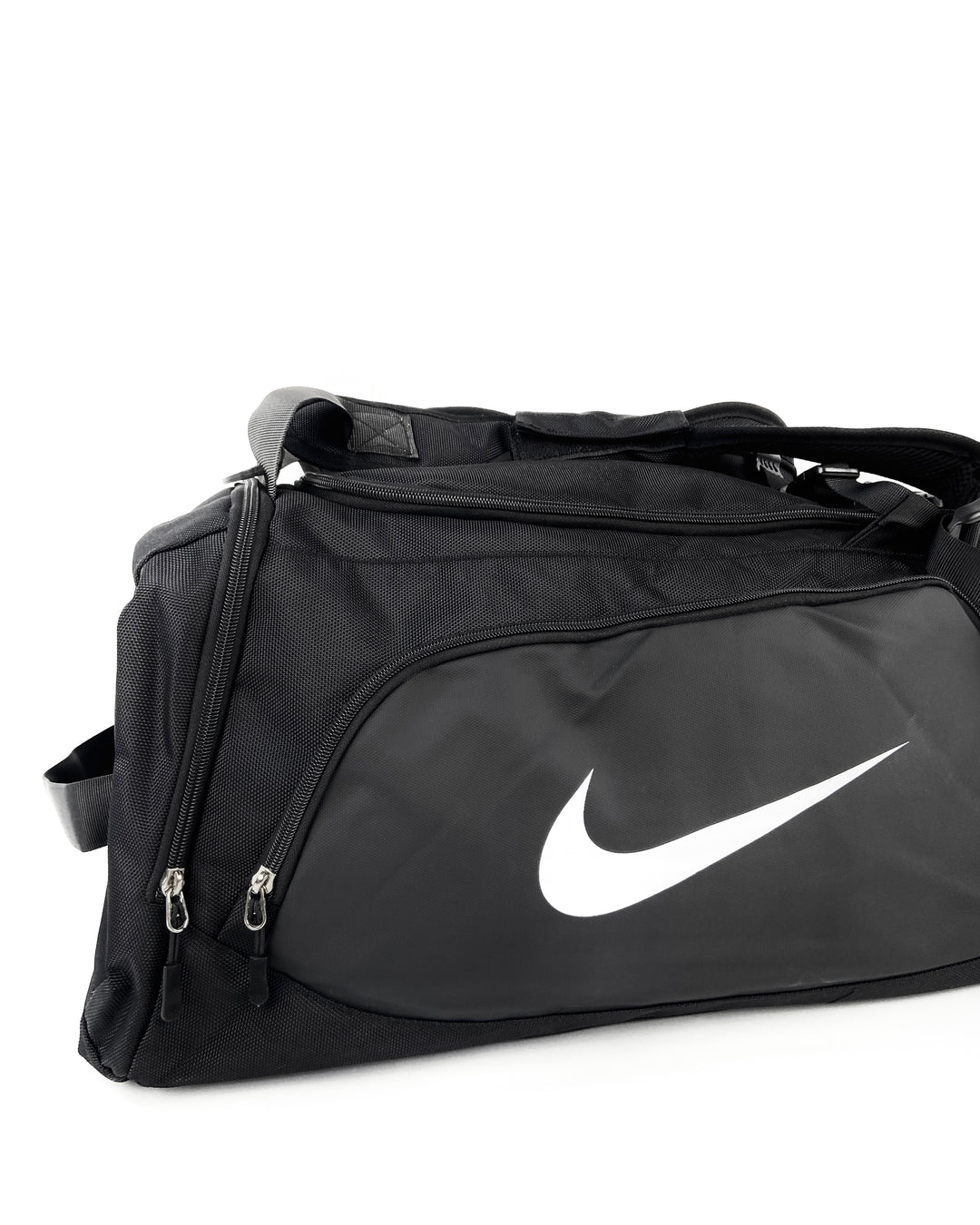 Nike big logo swoosh duffel bag in black