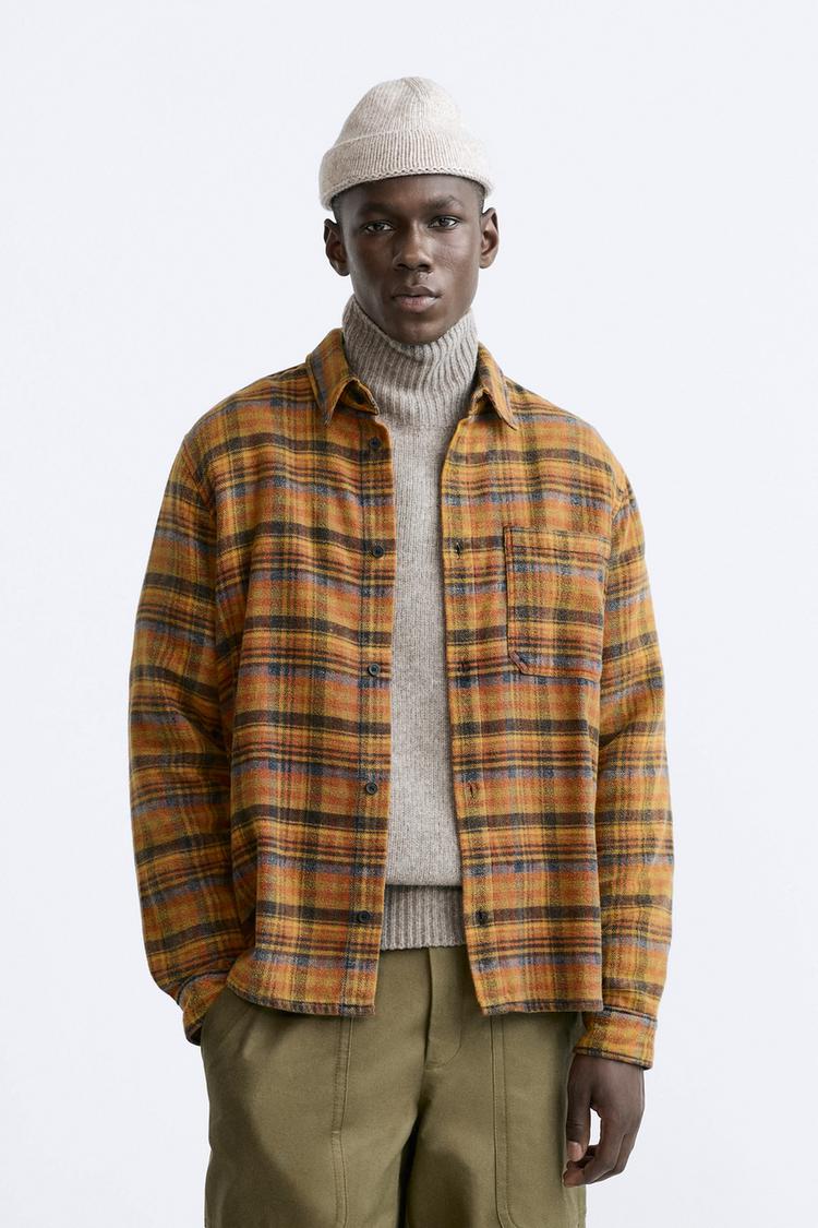 ZARA CHECK FLANNEL SHIRT CAMEL