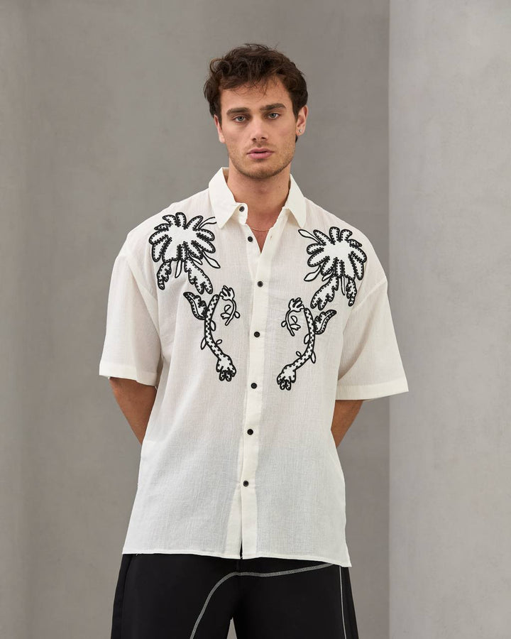 2morrow Floral Embroidered shirt in white