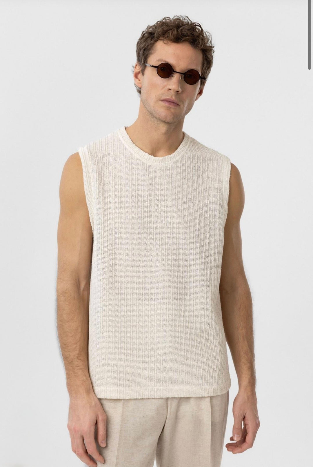Antioch Textured Men's Tank Top in ecru