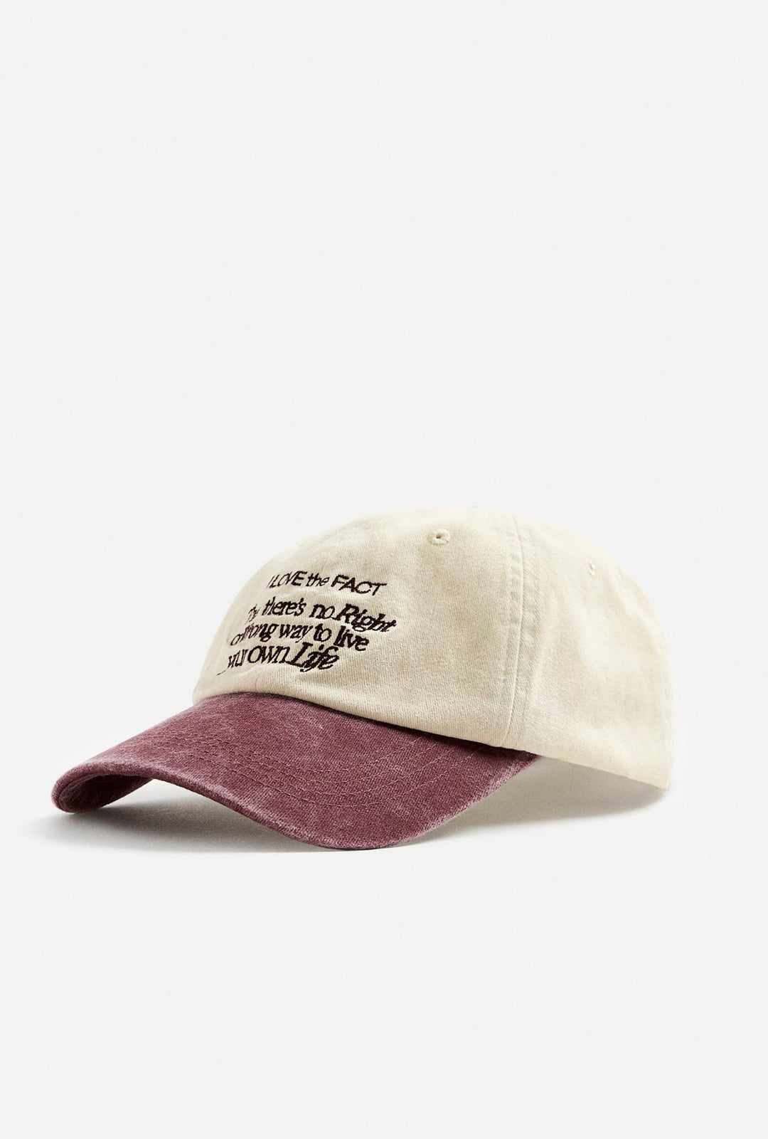 ZARA CAP WITH CONTRAST EMBROIDERY BURGUNDY