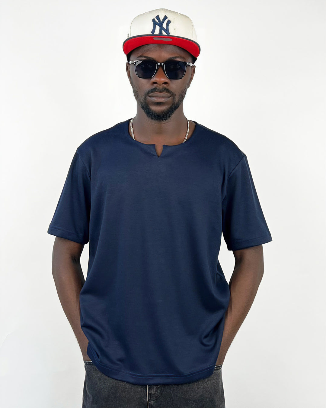 Garm Island Notch Neck T-shirt in blue