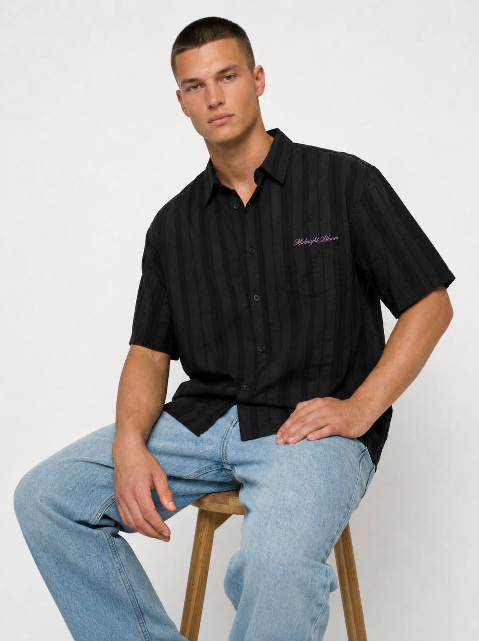 Essence of Life Ravage Studios Striped Shirt in Black
