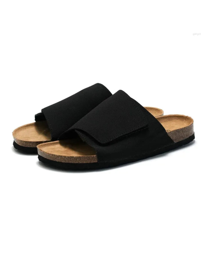 Ruizustock Cork Sandal Slippers in black