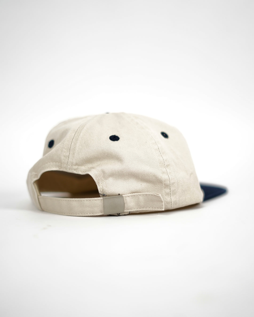 Hello Sun Embroidered Flat Brim Cap in Blue