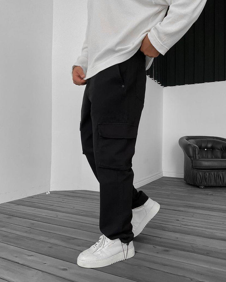 Difransel baggy cargo jeans in black