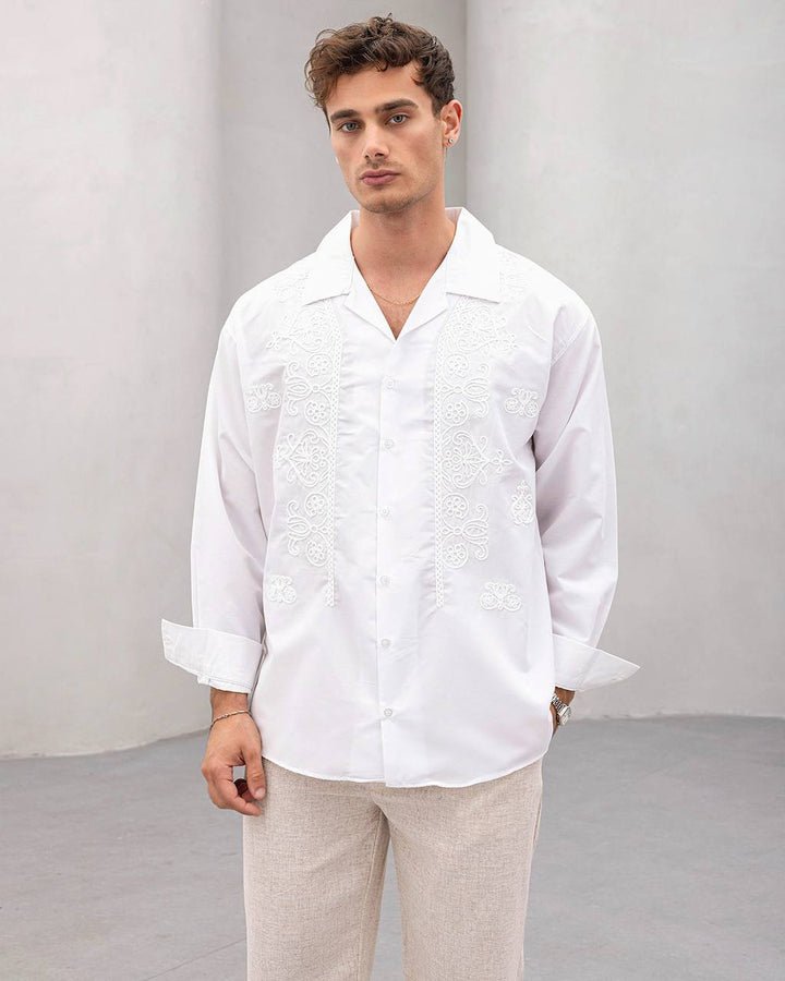 2morrow Floral Lace Panel Shirt in white