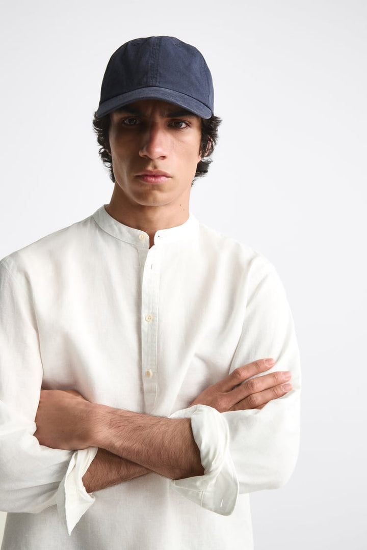 ZARA COTTON LINEN SHIRT IN WHITE