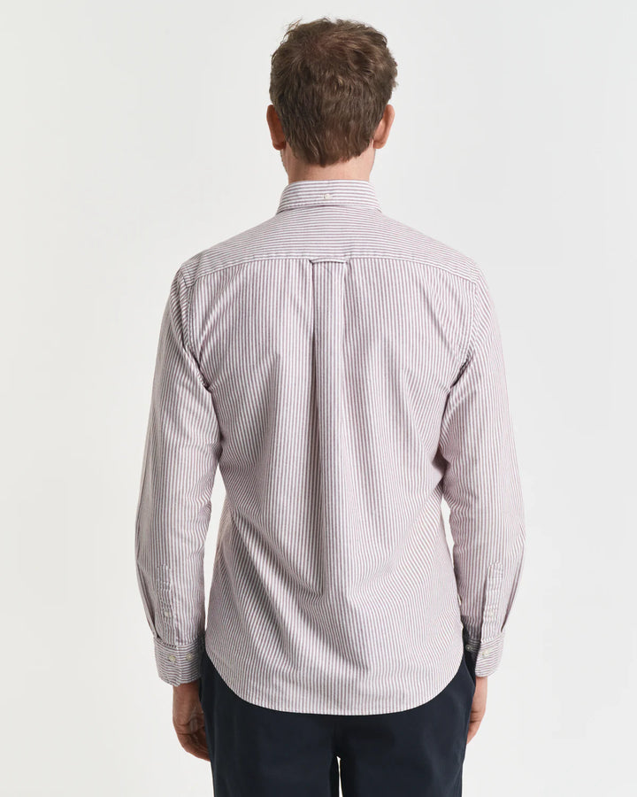 GANT Regular Fit Banker Stripe Classic Oxford Shirt in Red