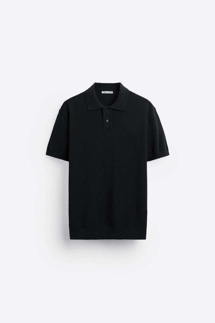 Garm Island Basic Knit Polo in Black