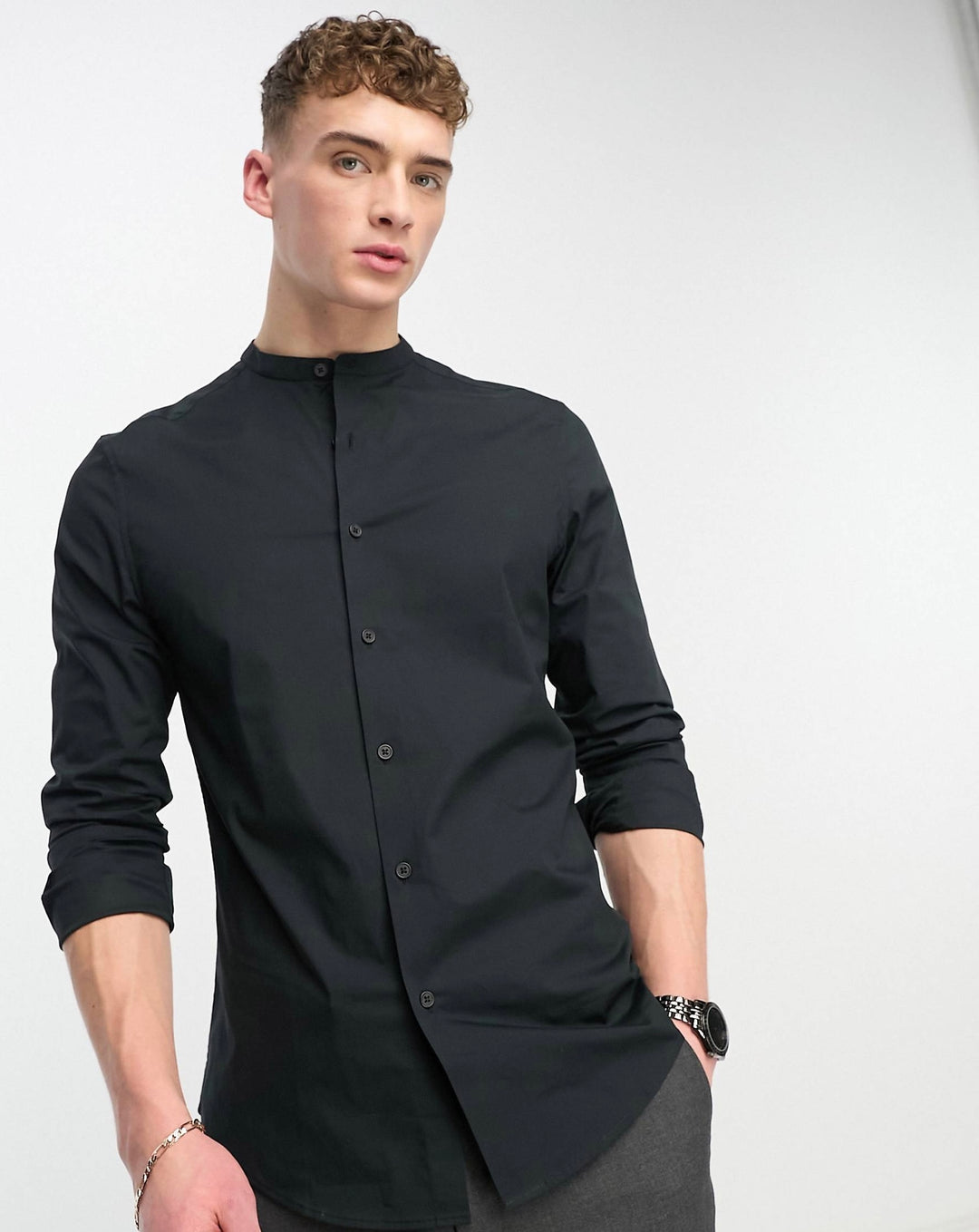 Smog Poplin slim fit shirt in black