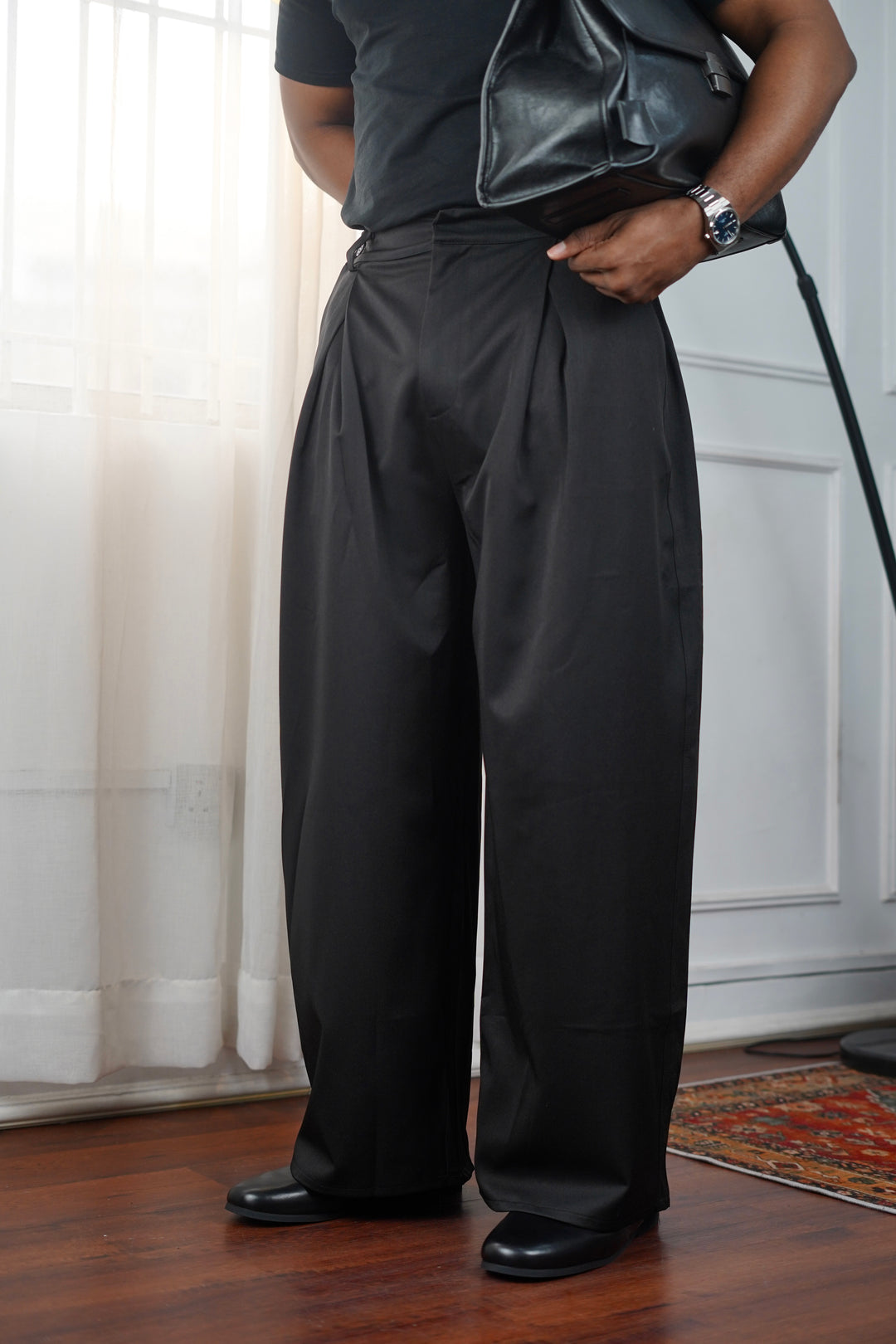 Garm Island Wide Leg Adjustable Pants in Black
