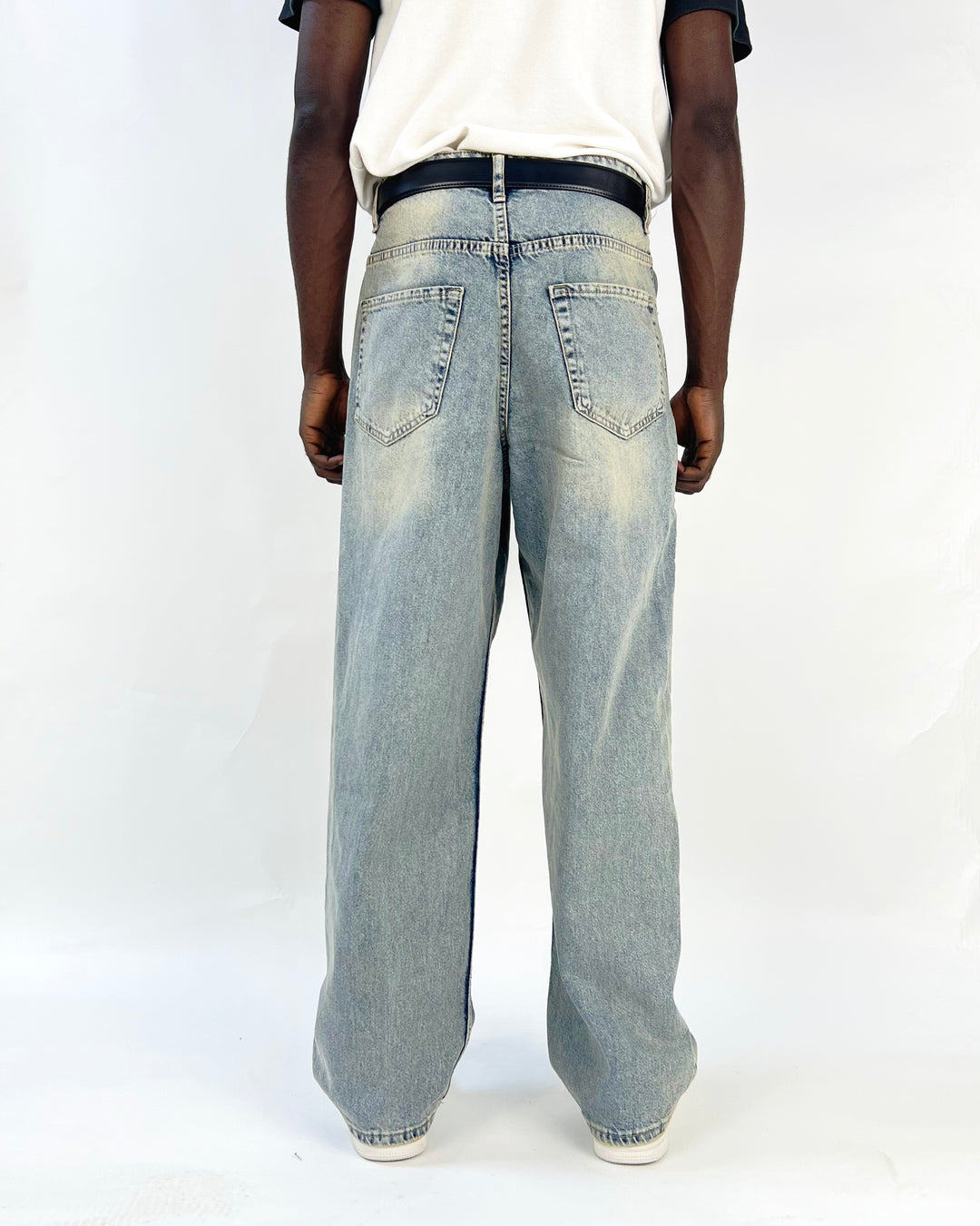 GIESTO acid wash oversized jeans in light blue