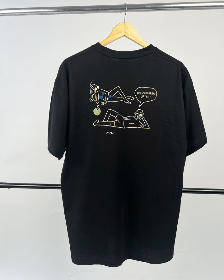 Solid Chillax Backprint T-shirt in black