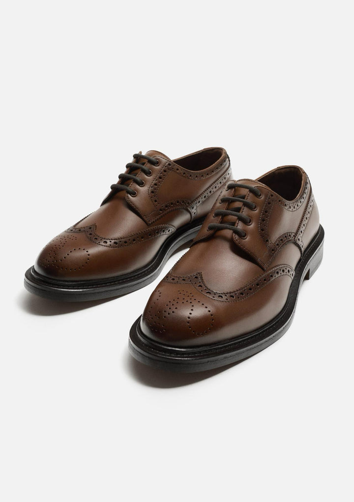 ZARA LEATHER TRACK SOLE SHOES BROWN