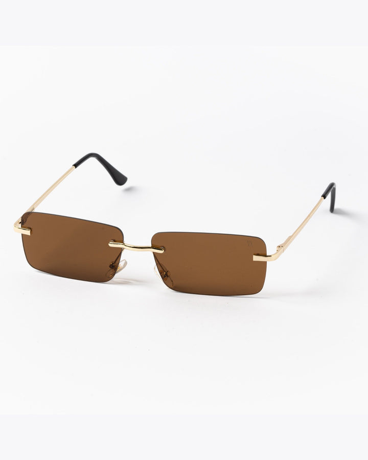 Rectangular Panthere sun glasses rimless in brown