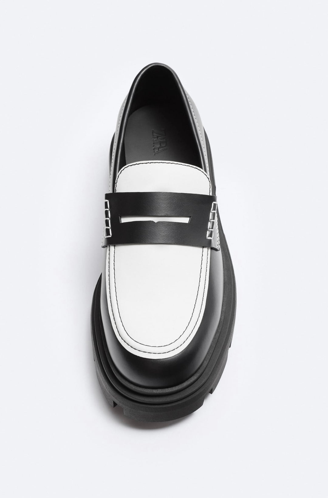 ZARA CONTRAST PENNY STRAP LOAFERS